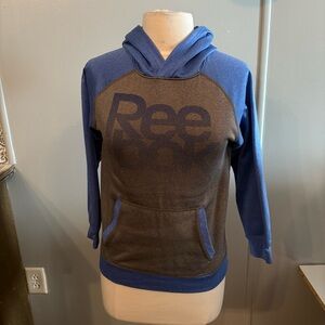 Reebok Heather Blue and Charcoal Grey Hoodie‎ Jacket (Kid's Medium)